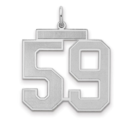 Sterling Silver Silver/Rhodium-Plated Satin Number 59 Charm