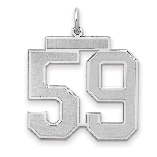 Sterling Silver Silver/Rhodium-Plated Satin Number 59 Charm