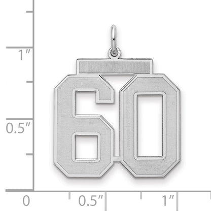 Sterling Silver Silver/Rhodium-Plated Satin Number 60 Charm