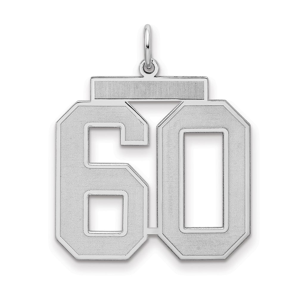 Sterling Silver Silver/Rhodium-Plated Satin Number 60 Charm