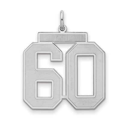 Sterling Silver Silver/Rhodium-Plated Satin Number 60 Charm