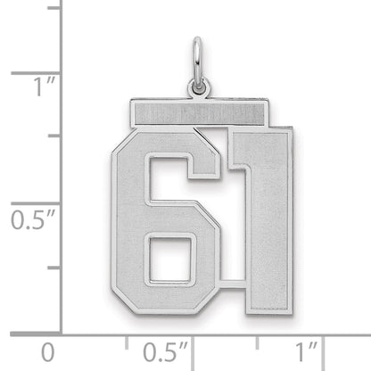 Sterling Silver Silver/Rhodium-Plated Satin Number 61 Charm