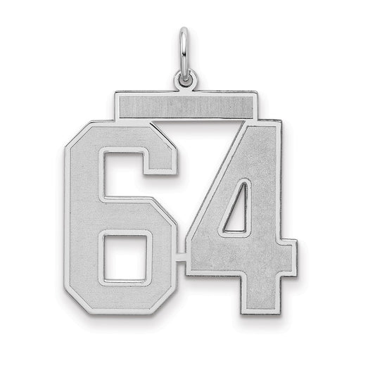 Sterling Silver Silver/Rhodium-Plated Satin Number 64 Charm