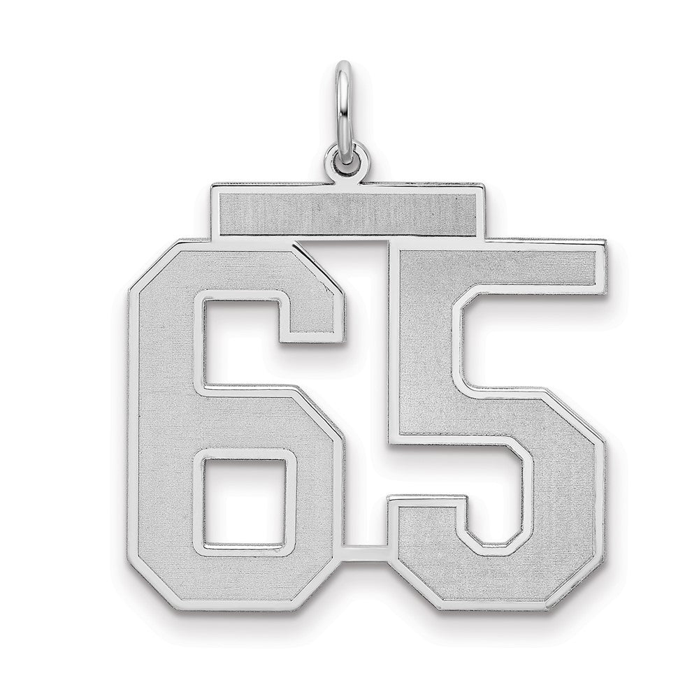 Sterling Silver Silver/Rhodium-Plated Satin Number 65 Charm