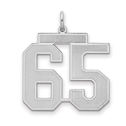 Sterling Silver Silver/Rhodium-Plated Satin Number 65 Charm