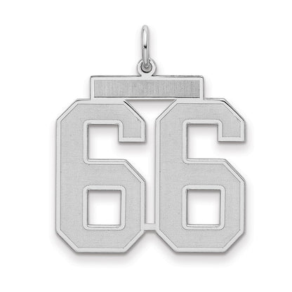 Sterling Silver Silver/Rhodium-Plated Satin Number 66 Charm