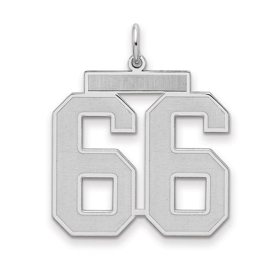 Sterling Silver Silver/Rhodium-Plated Satin Number 66 Charm