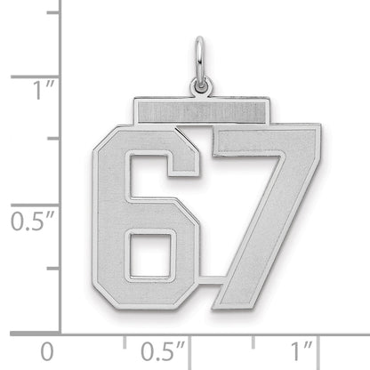 Sterling Silver Silver/Rhodium-Plated Satin Number 67 Charm