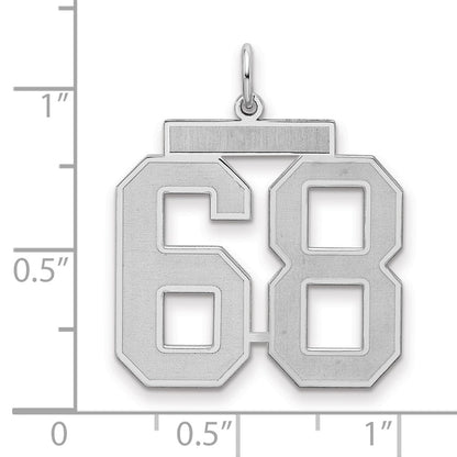 Sterling Silver Silver/Rhodium-Plated Satin Number 68 Charm