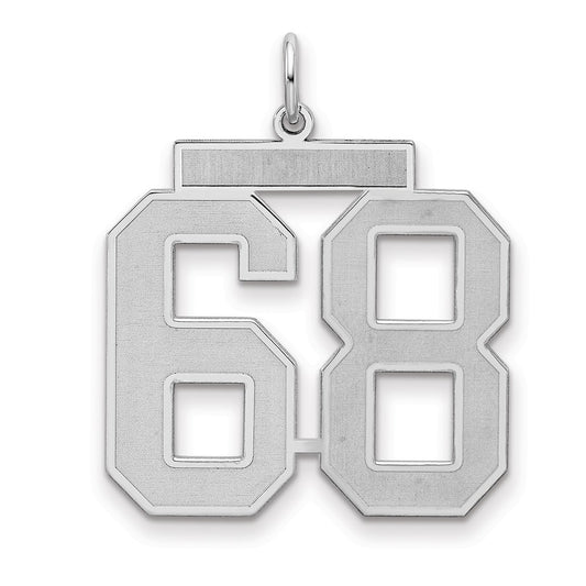 Sterling Silver Silver/Rhodium-Plated Satin Number 68 Charm