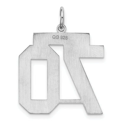 Sterling Silver Silver/Rhodium-Plated Satin Number 70 Charm