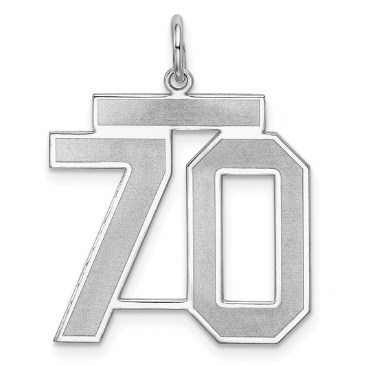 Sterling Silver Silver/Rhodium-Plated Satin Number 70 Charm