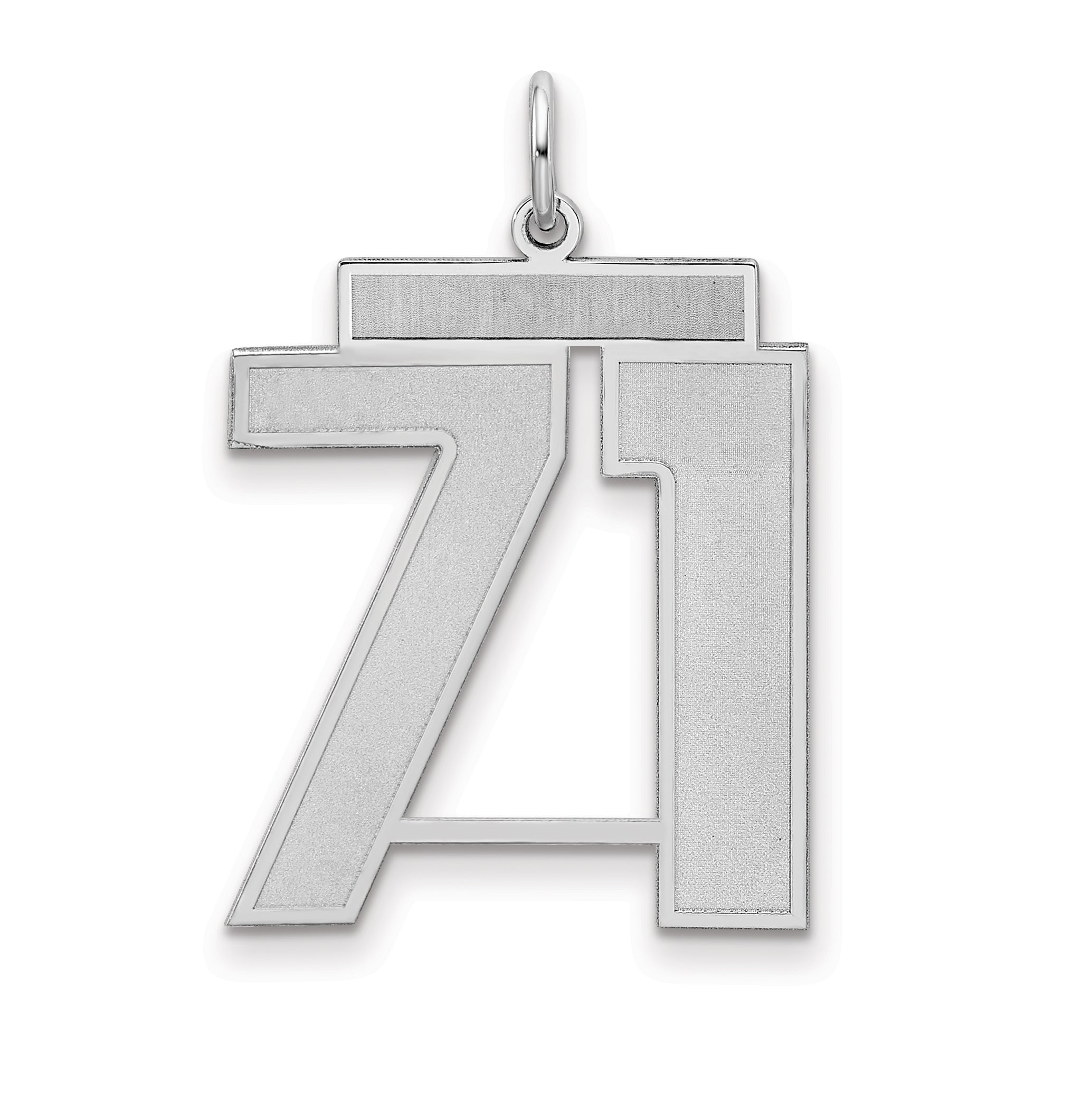 Sterling Silver Silver/Rhodium-Plated Satin Number 71 Charm