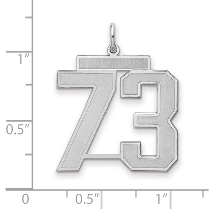 Sterling Silver Silver/Rhodium-Plated Satin Number 73 Charm