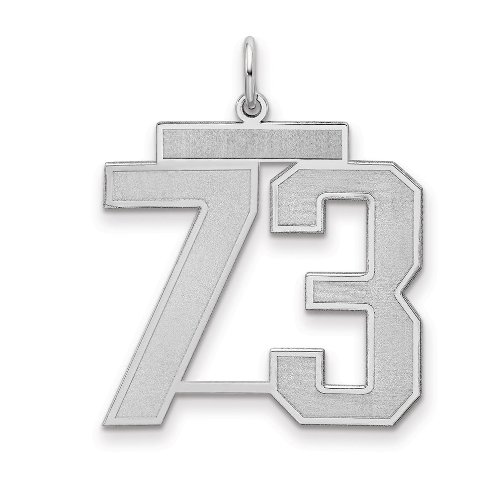 Sterling Silver Silver/Rhodium-Plated Satin Number 73 Charm