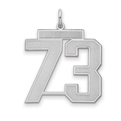 Sterling Silver Silver/Rhodium-Plated Satin Number 73 Charm