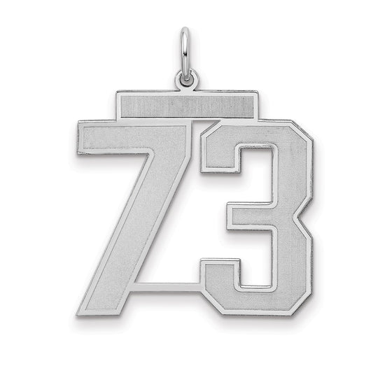 Sterling Silver Silver/Rhodium-Plated Satin Number 73 Charm
