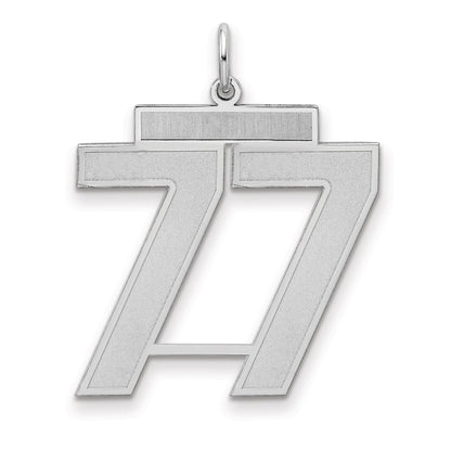 Sterling Silver Silver/Rhodium-Plated Satin Number 77 Charm