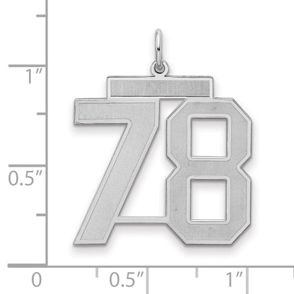 Sterling Silver Silver/Rhodium-Plated Satin Number 78 Charm