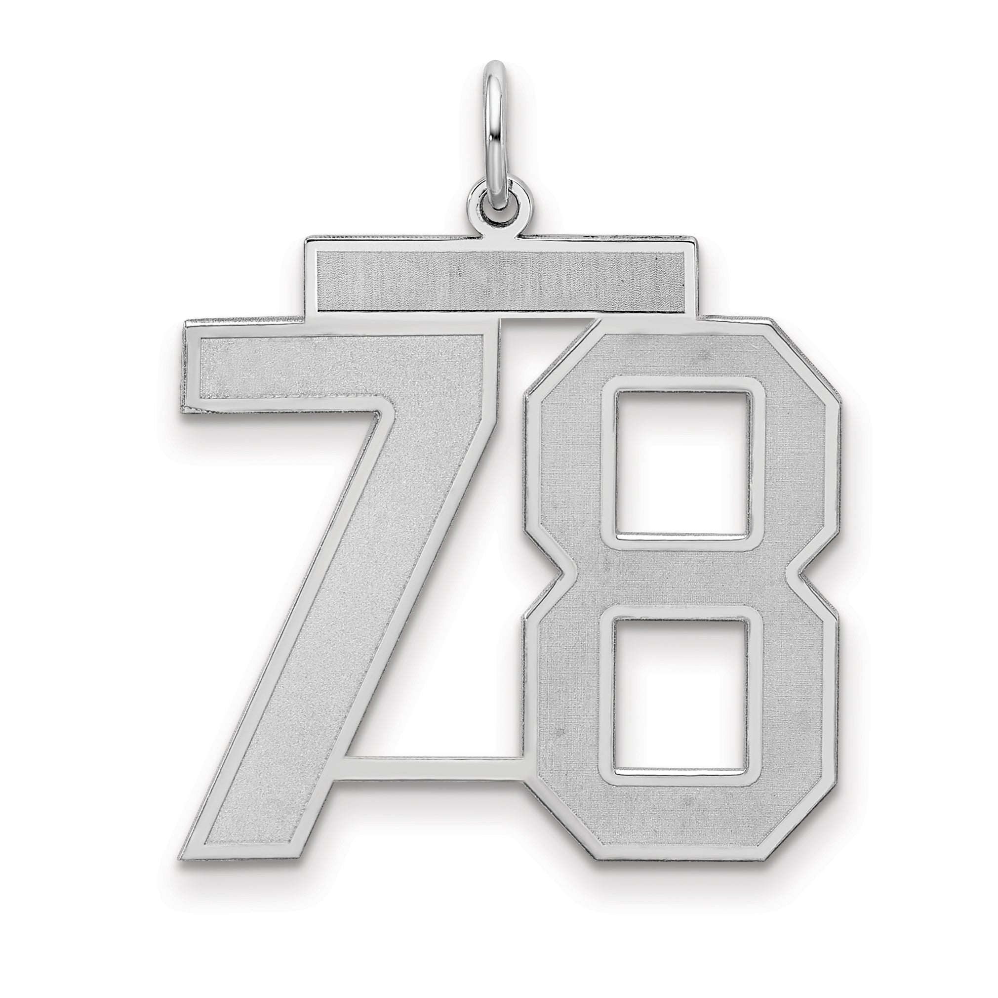 Sterling Silver Silver/Rhodium-Plated Satin Number 78 Charm