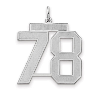 Sterling Silver Silver/Rhodium-Plated Satin Number 78 Charm