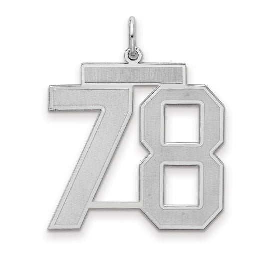 Sterling Silver Silver/Rhodium-Plated Satin Number 78 Charm