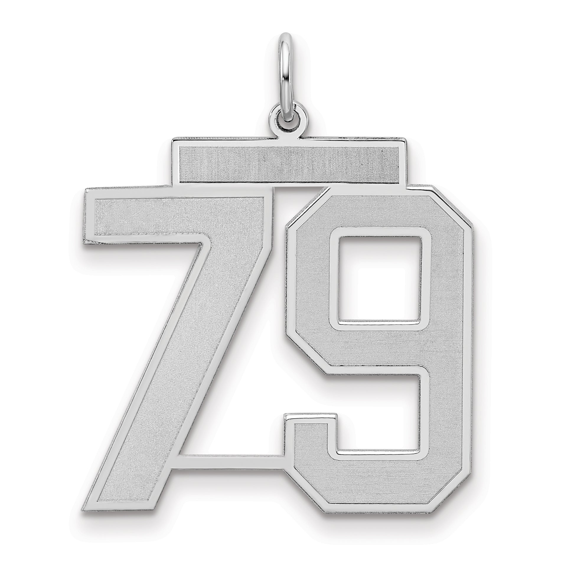 Sterling Silver Silver/Rhodium-Plated Satin Number 79 Charm