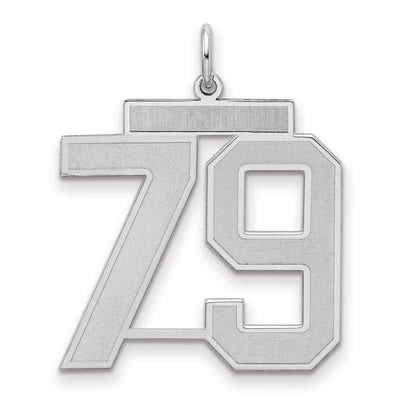 Sterling Silver Silver/Rhodium-Plated Satin Number 79 Charm
