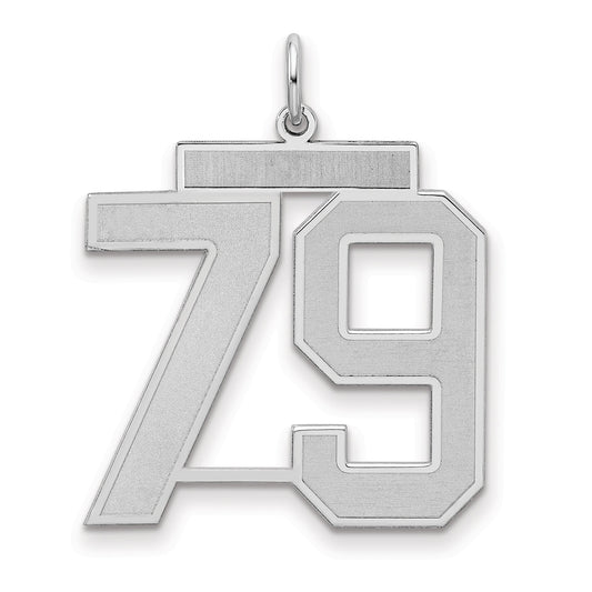 Sterling Silver Silver/Rhodium-Plated Satin Number 79 Charm