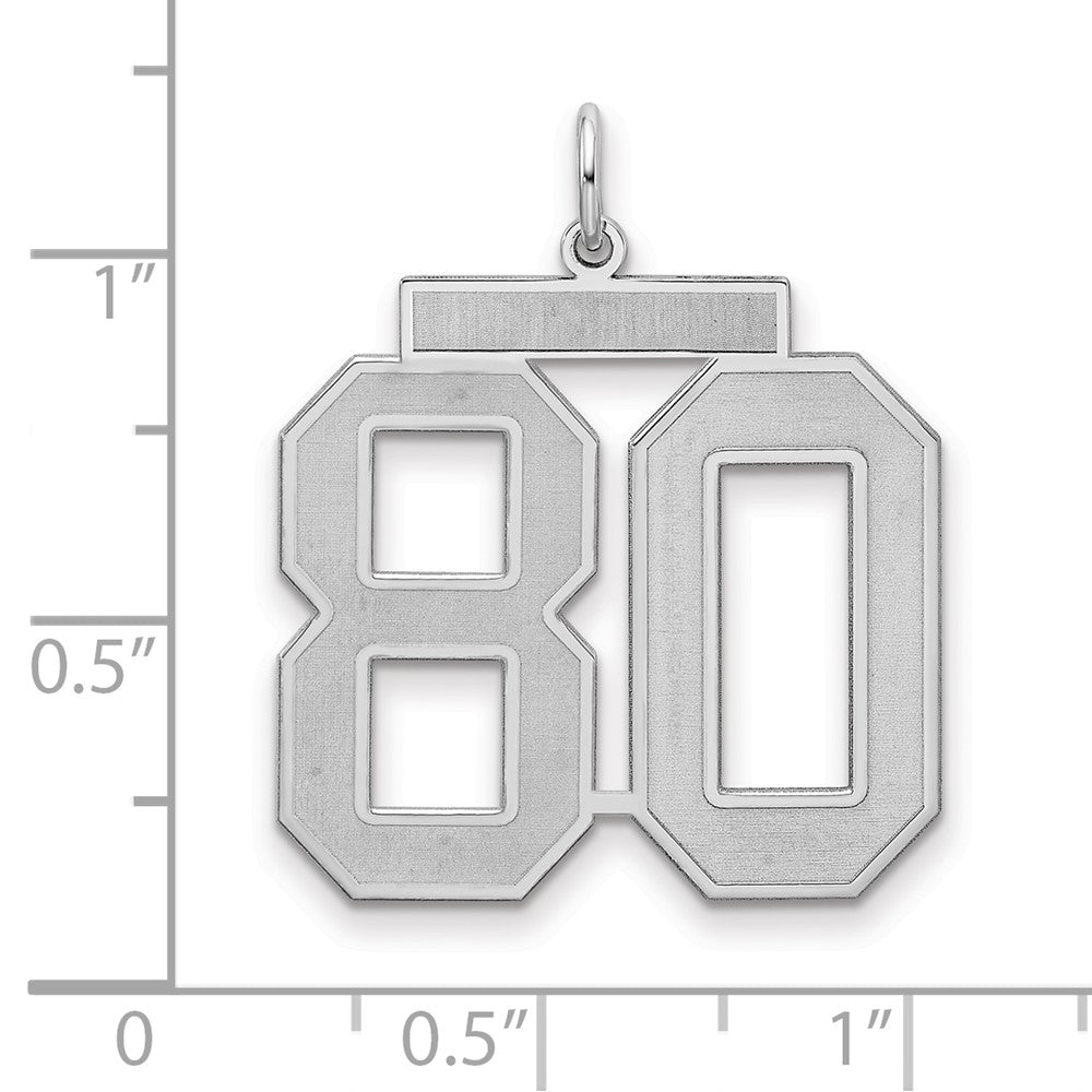 Sterling Silver Silver/Rhodium-Plated Satin Number 80 Charm