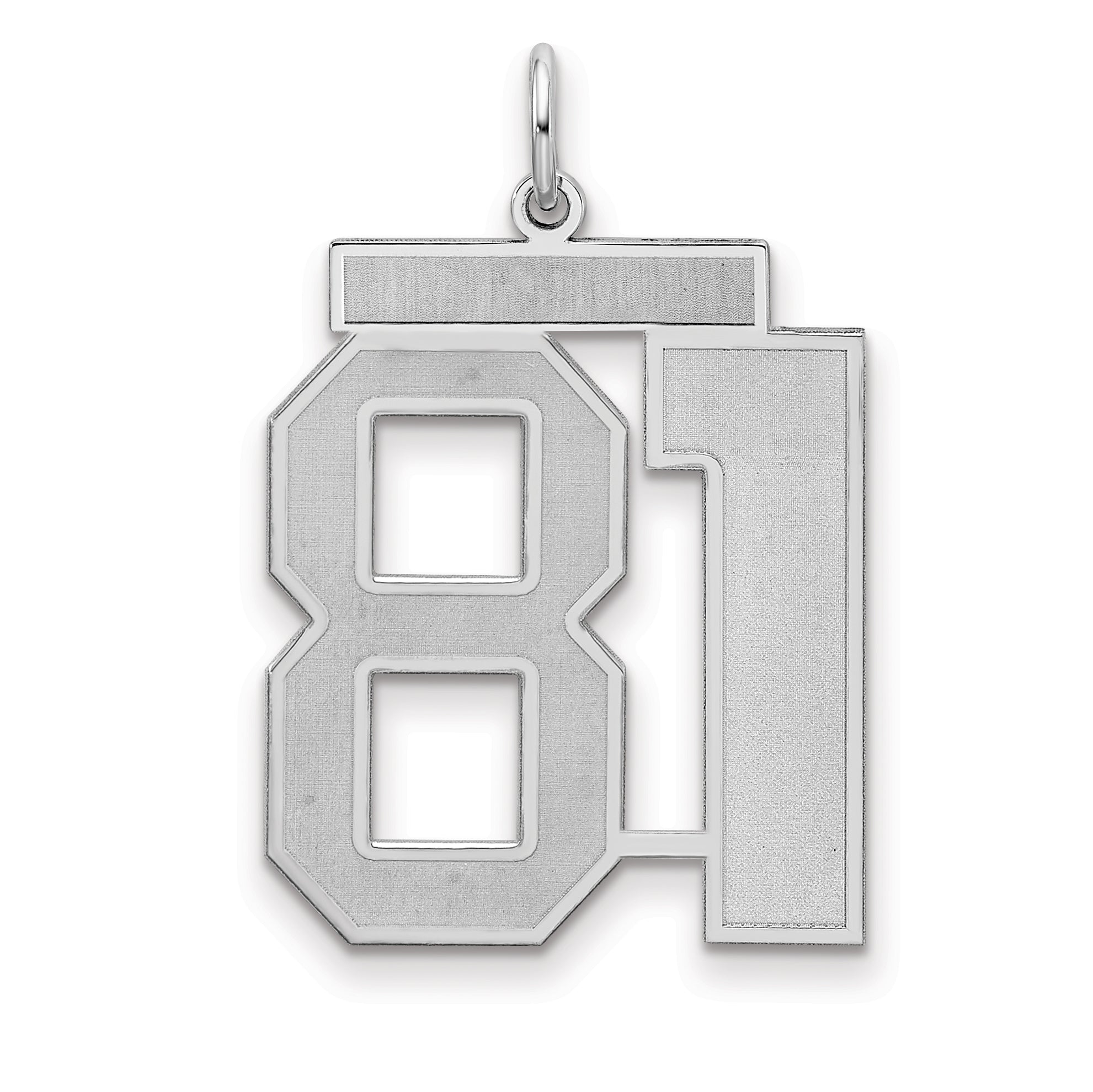 Sterling Silver Silver/Rhodium-Plated Satin Number 81 Charm