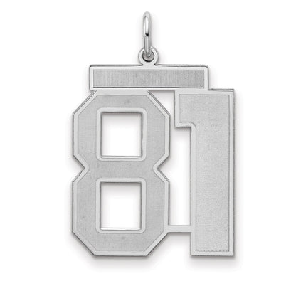 Sterling Silver Silver/Rhodium-Plated Satin Number 81 Charm