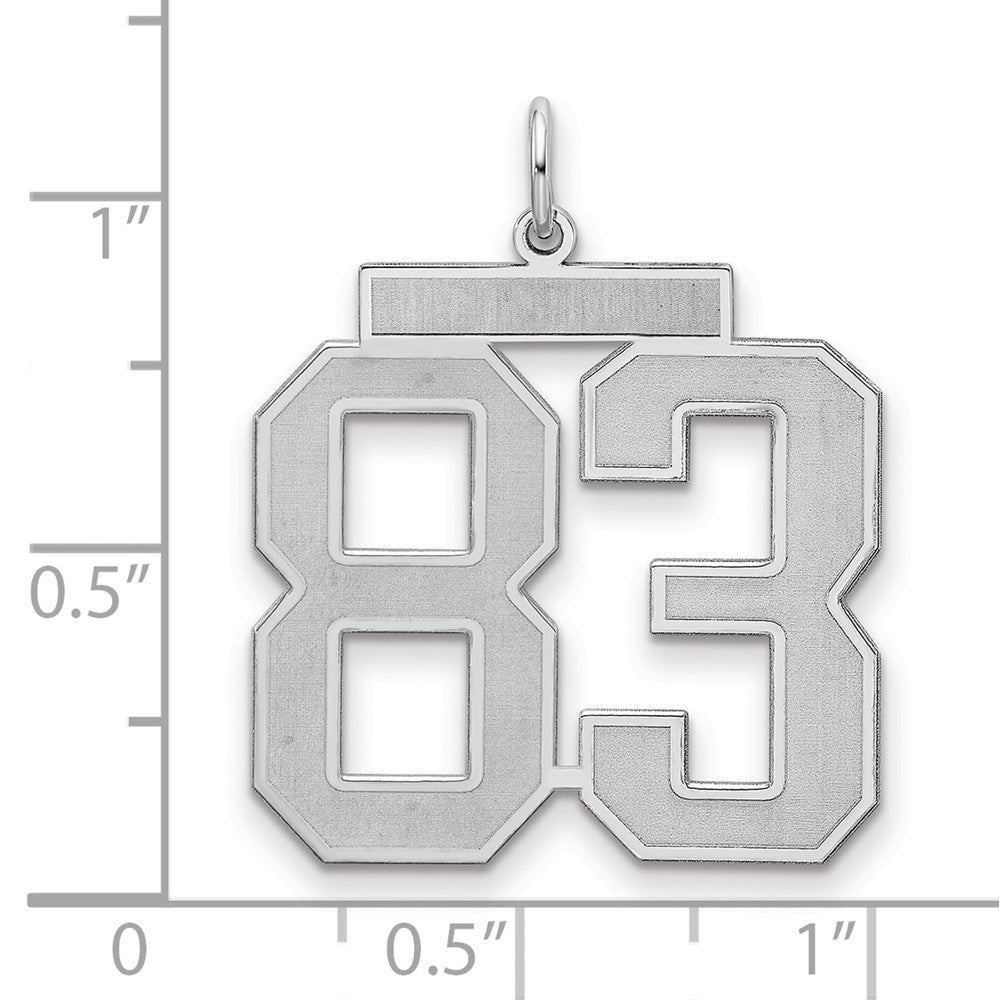 Sterling Silver Silver/Rhodium-Plated Satin Number 83 Charm