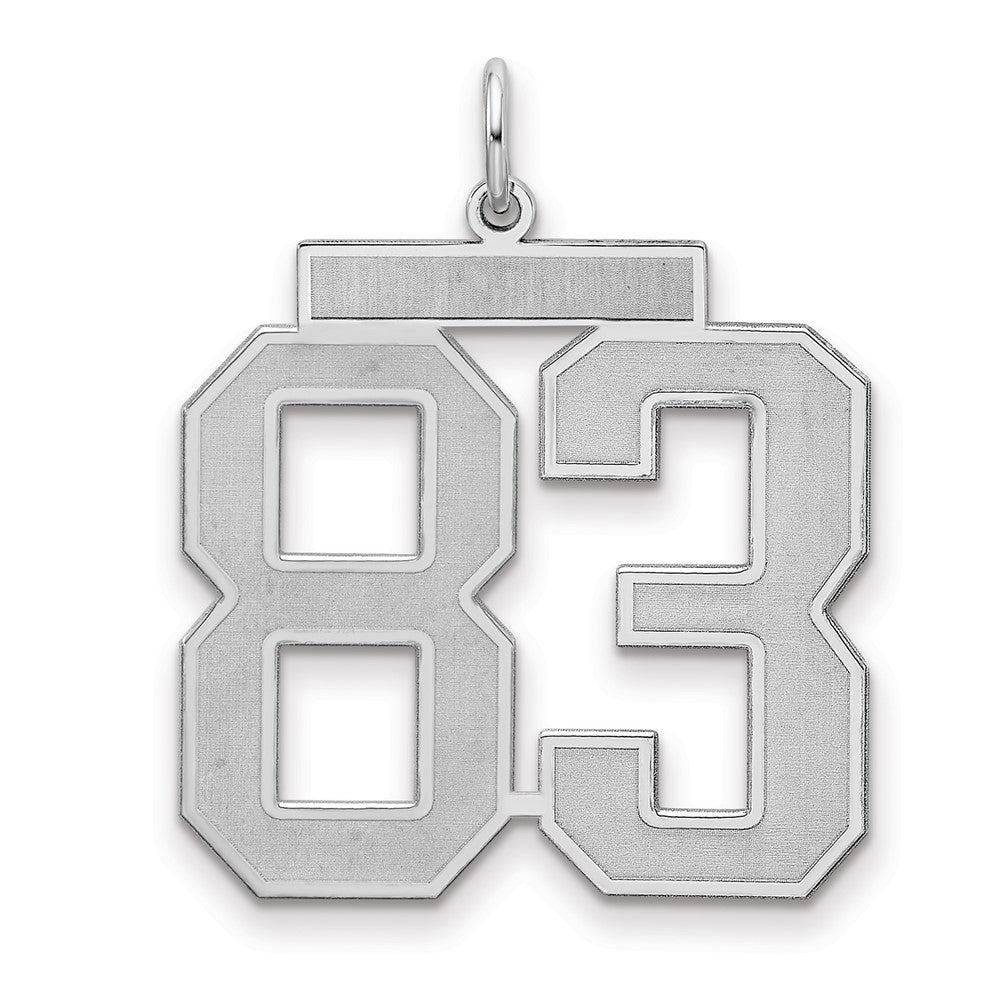 Sterling Silver Silver/Rhodium-Plated Satin Number 83 Charm