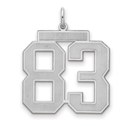 Sterling Silver Silver/Rhodium-Plated Satin Number 83 Charm