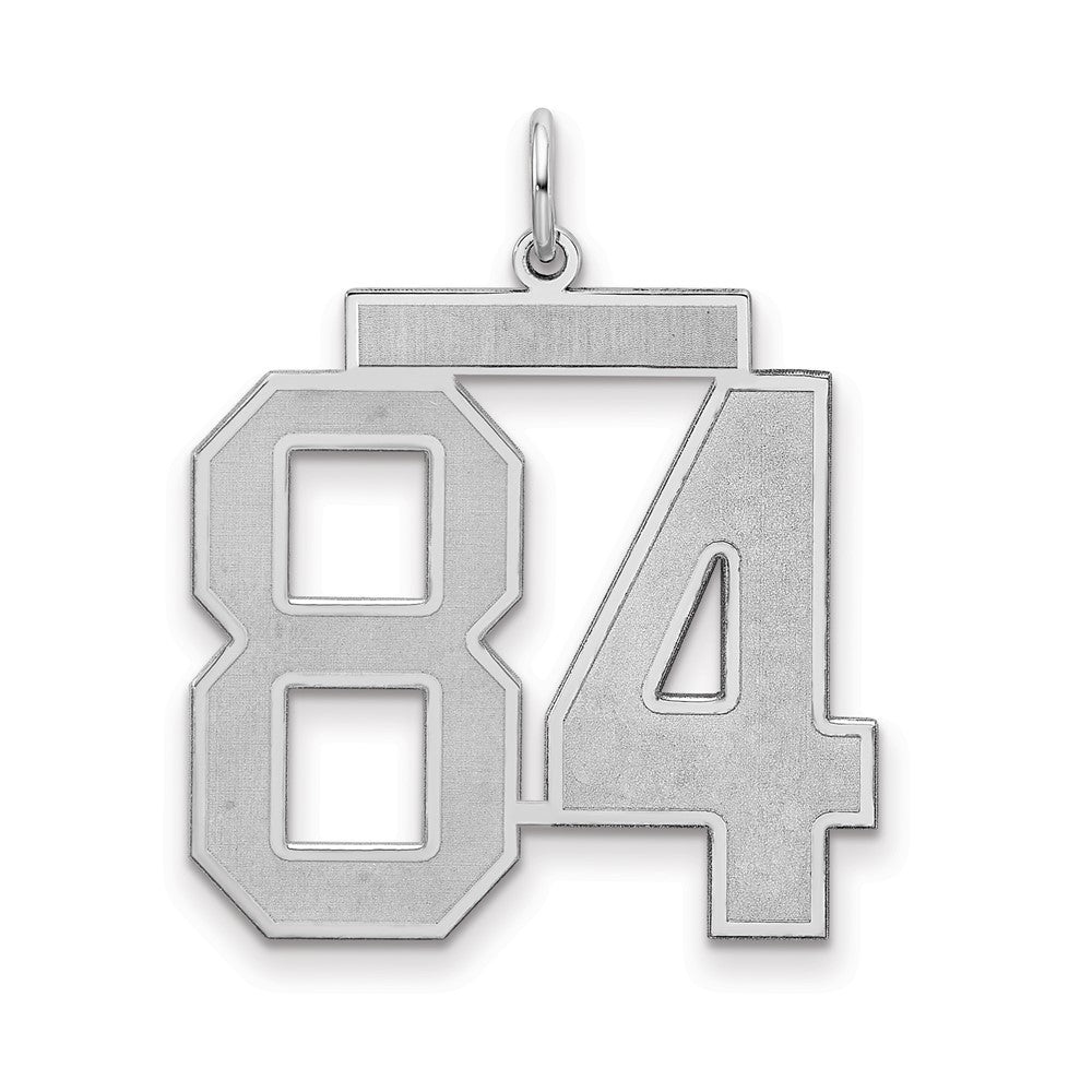 Sterling Silver Silver/Rhodium-Plated Satin Number 84 Charm