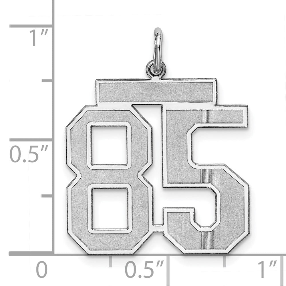 Sterling Silver Silver/Rhodium-Plated Satin Number 85 Charm