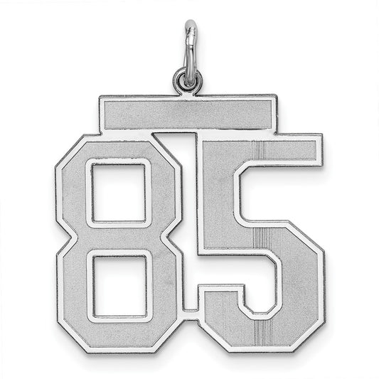 Sterling Silver Silver/Rhodium-Plated Satin Number 85 Charm