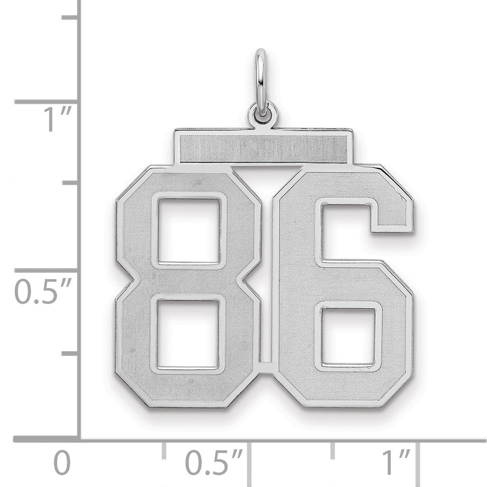 Sterling Silver Silver/Rhodium-Plated Satin Number 86 Charm