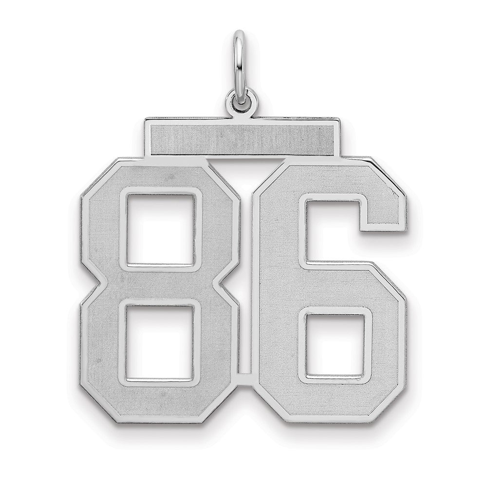 Sterling Silver Silver/Rhodium-Plated Satin Number 86 Charm