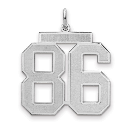 Sterling Silver Silver/Rhodium-Plated Satin Number 86 Charm