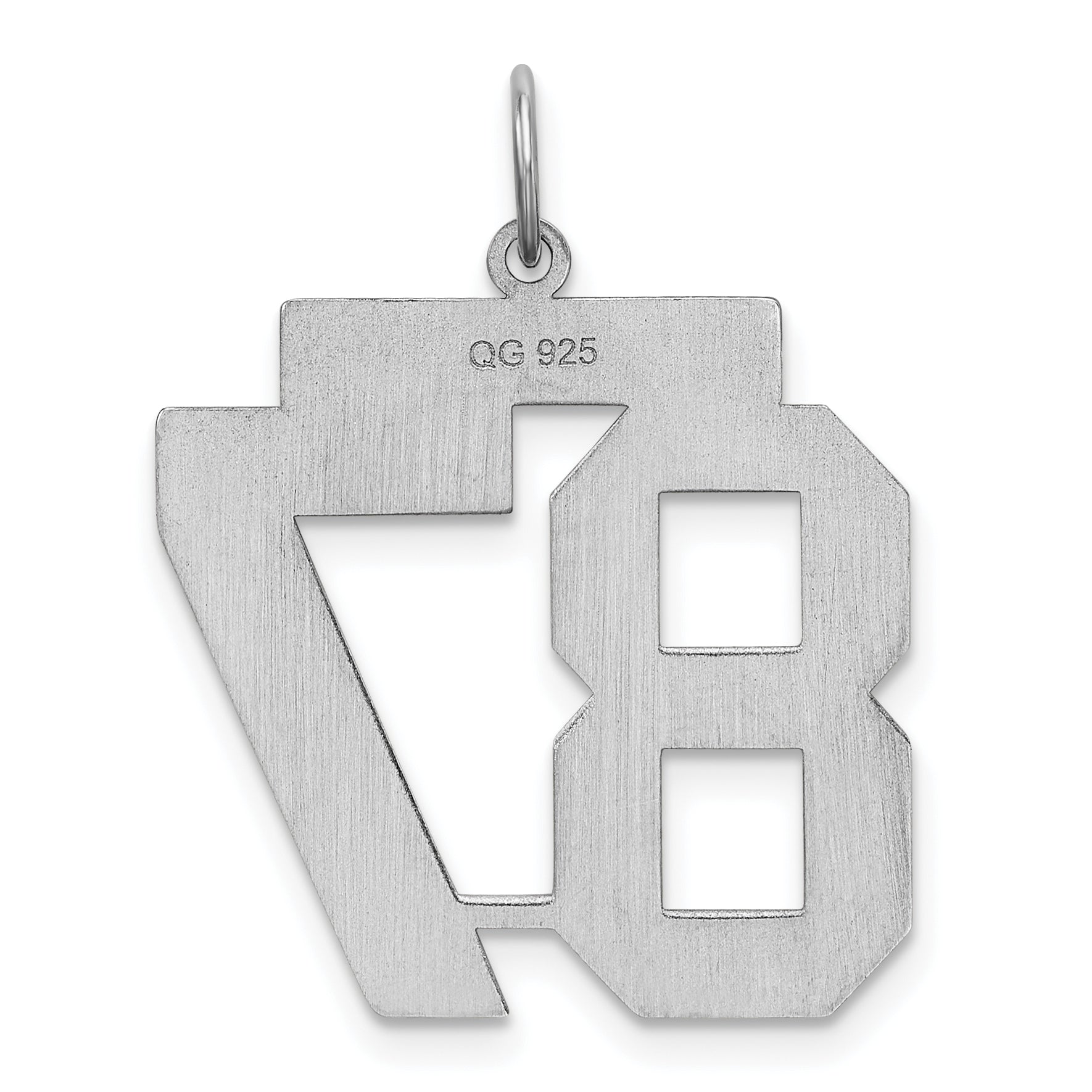 Sterling Silver Silver/Rhodium-Plated Satin Number 87 Charm