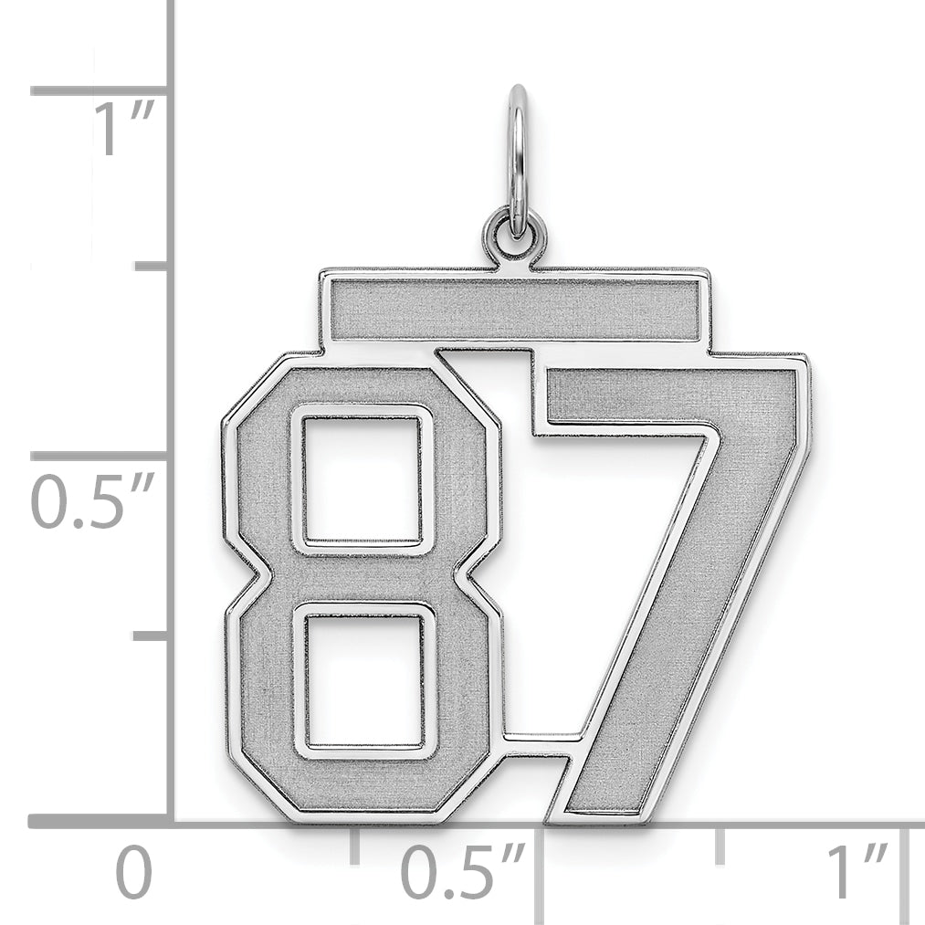 Sterling Silver Silver/Rhodium-Plated Satin Number 87 Charm