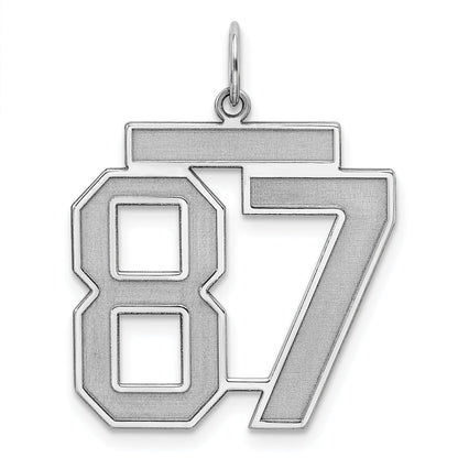 Sterling Silver Silver/Rhodium-Plated Satin Number 87 Charm