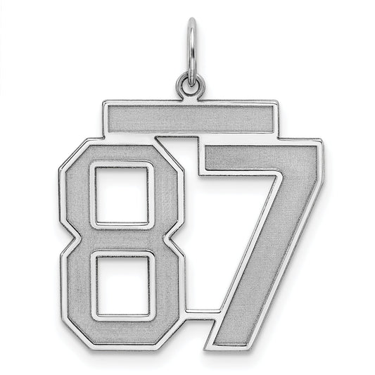 Sterling Silver Silver/Rhodium-Plated Satin Number 87 Charm