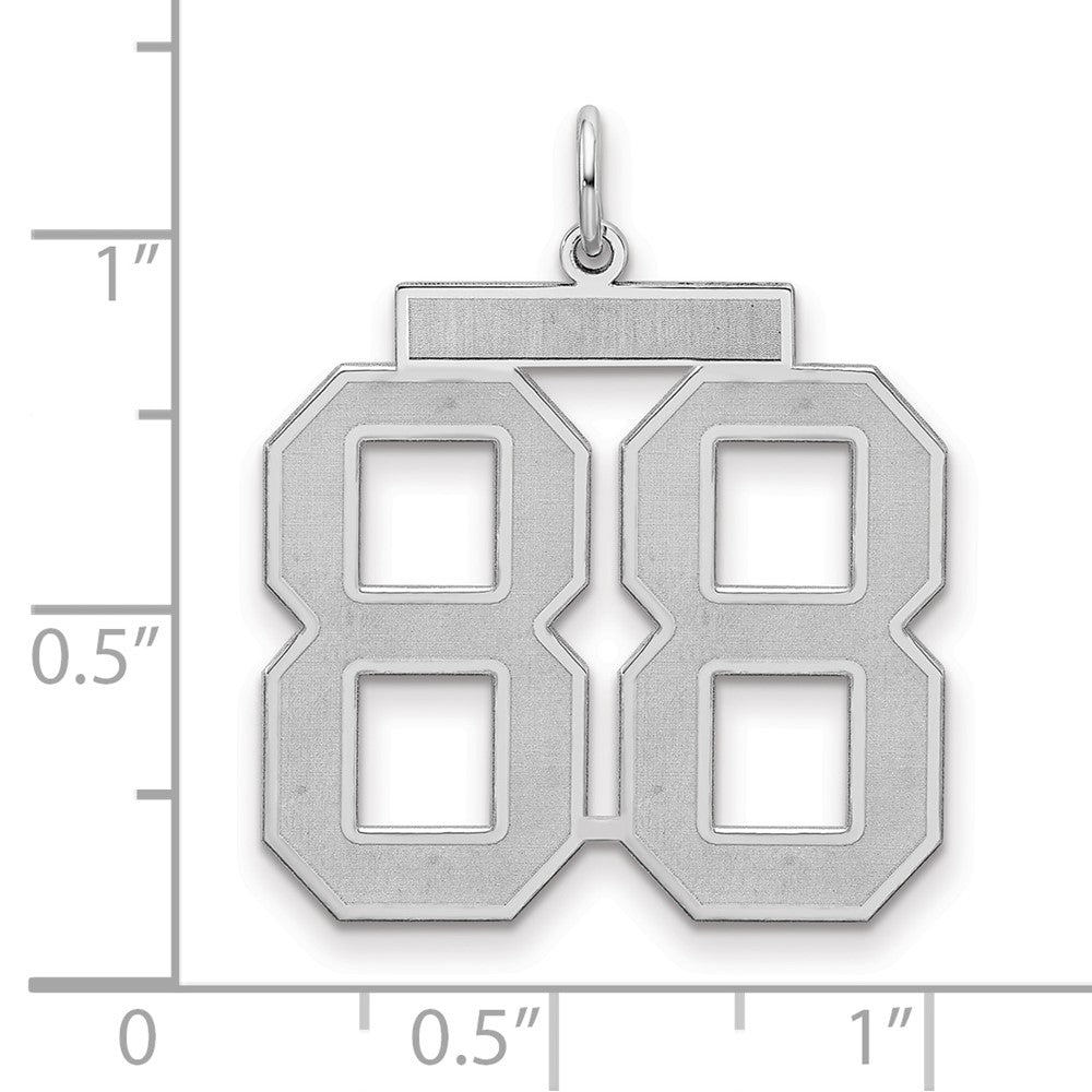 Sterling Silver Silver/Rhodium-Plated Satin Number 88 Charm