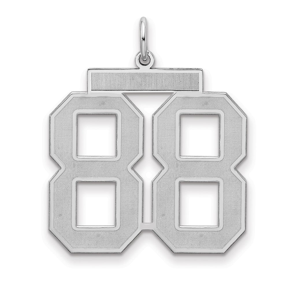 Sterling Silver Silver/Rhodium-Plated Satin Number 88 Charm