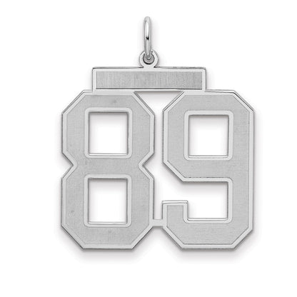 Sterling Silver Silver/Rhodium-Plated Satin Number 89 Charm