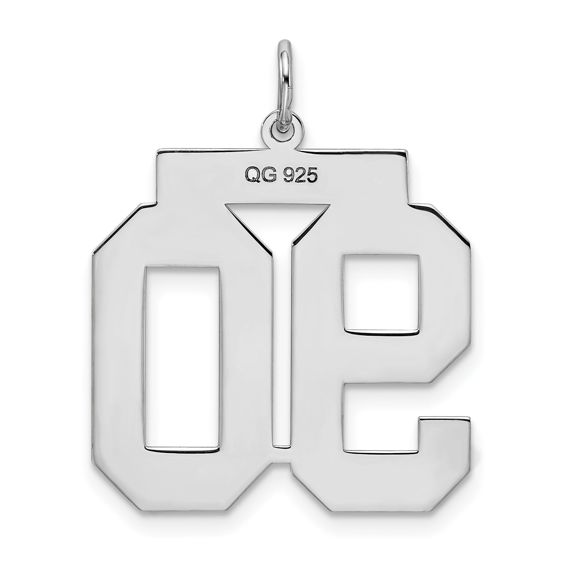 Sterling Silver Silver/Rhodium-Plated Satin Number 90 Charm