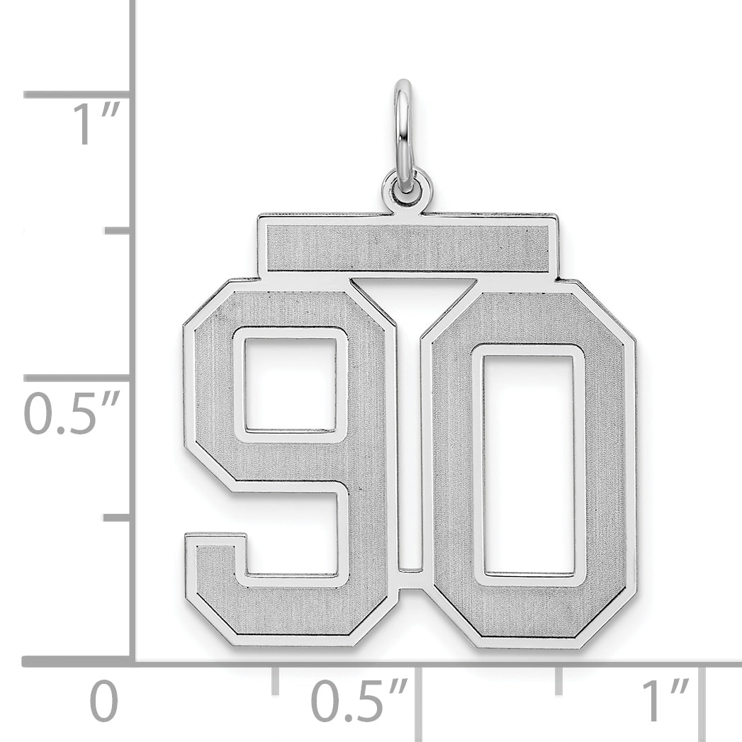 Sterling Silver Silver/Rhodium-Plated Satin Number 90 Charm